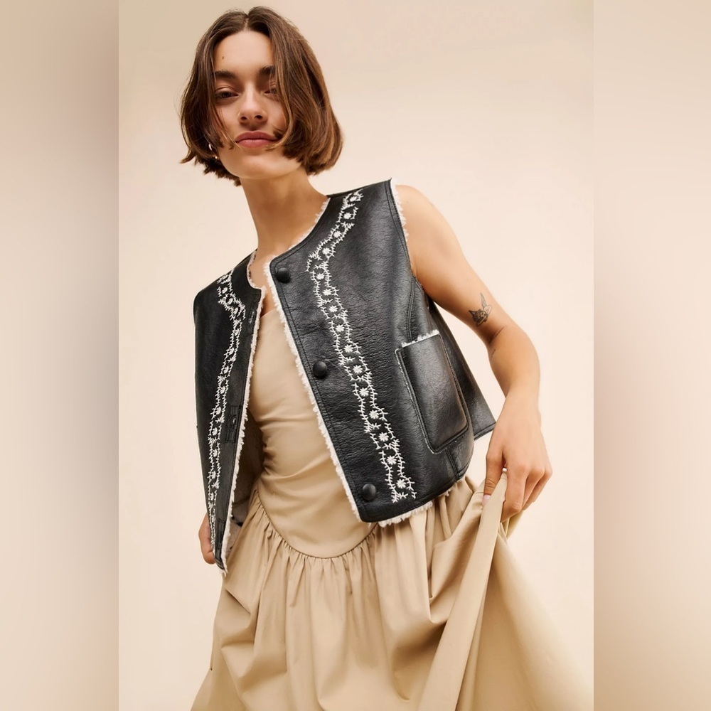 Free people Travelers Reversible Leather Vest